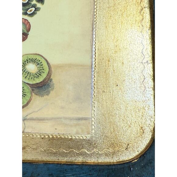Vietri Made‎ In Italy Wood Lacquer Gold Botanical Florentine Tray - Picture 7 of 10